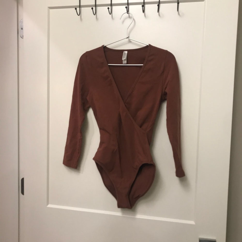 American apparel v neck body suit